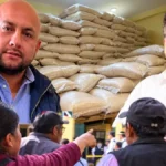 Martín Espinal Reyes discute con funcionario municipal durante entrega de alimentos en Pallasca